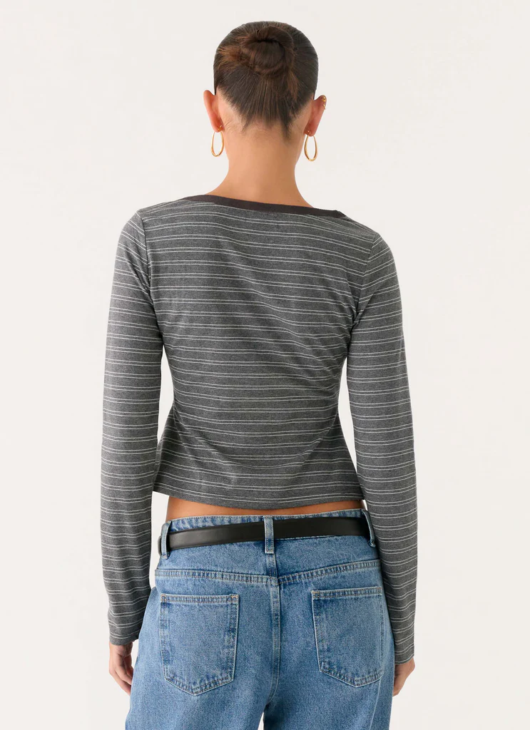 Top Longue Manche Kaytra - Rayure Gris Marle