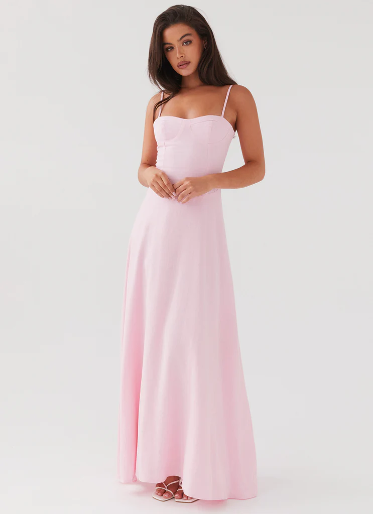 Robe maxi en lin Angelina - Rose Pâle