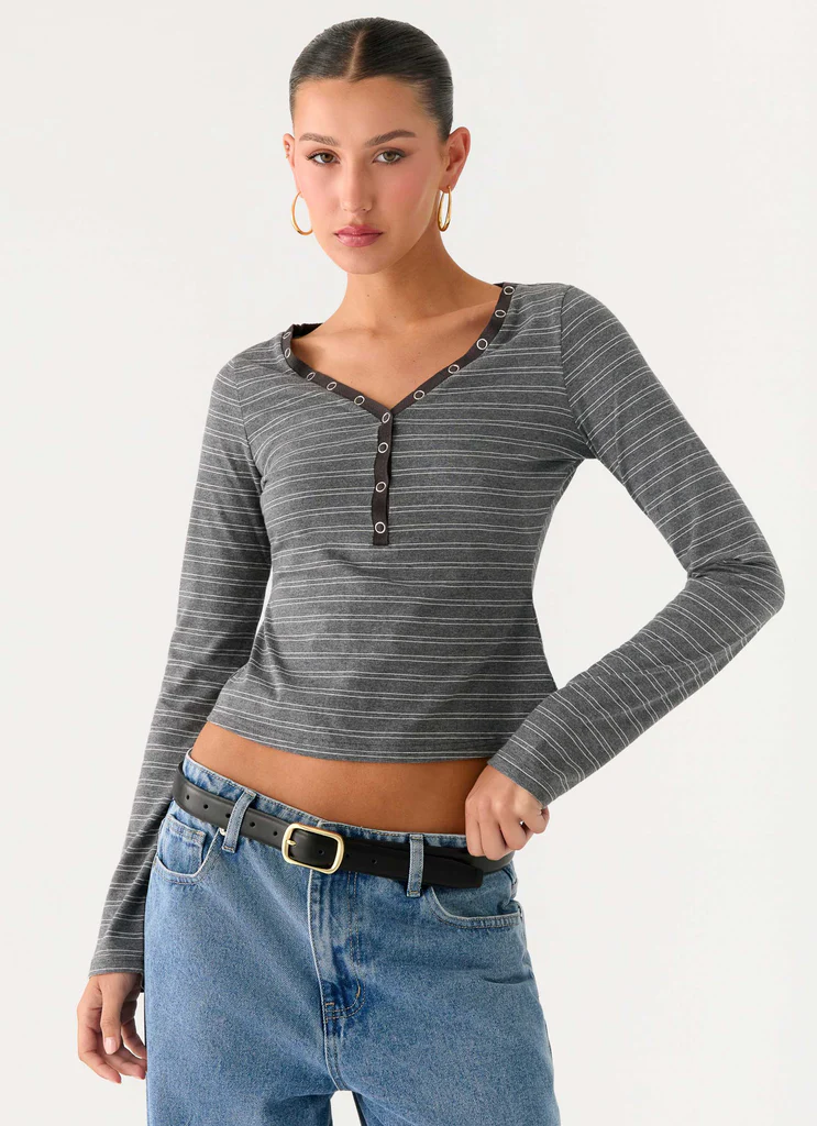 Top Longue Manche Kaytra - Rayure Gris Marle