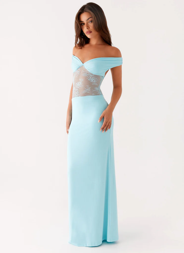Robe maxi en dentelle Infatuation - Turquoise