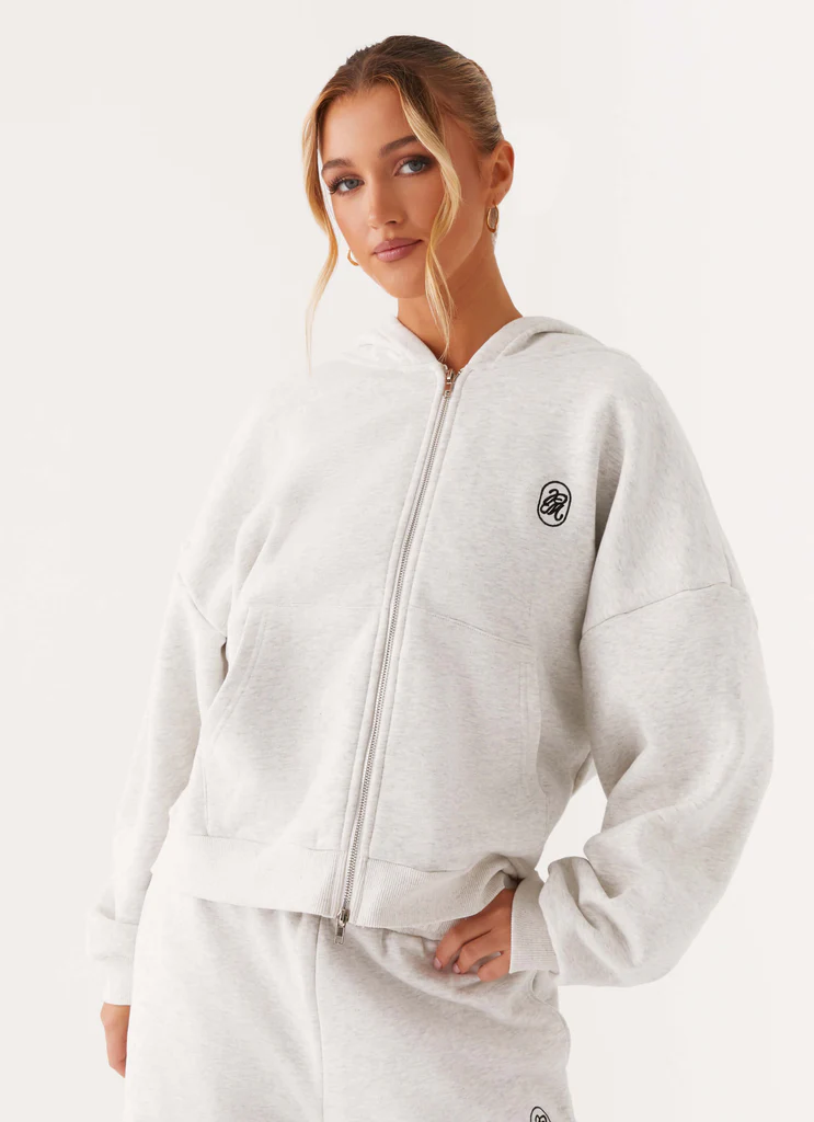 Hoodie à fermeture éclair double signature - Gris