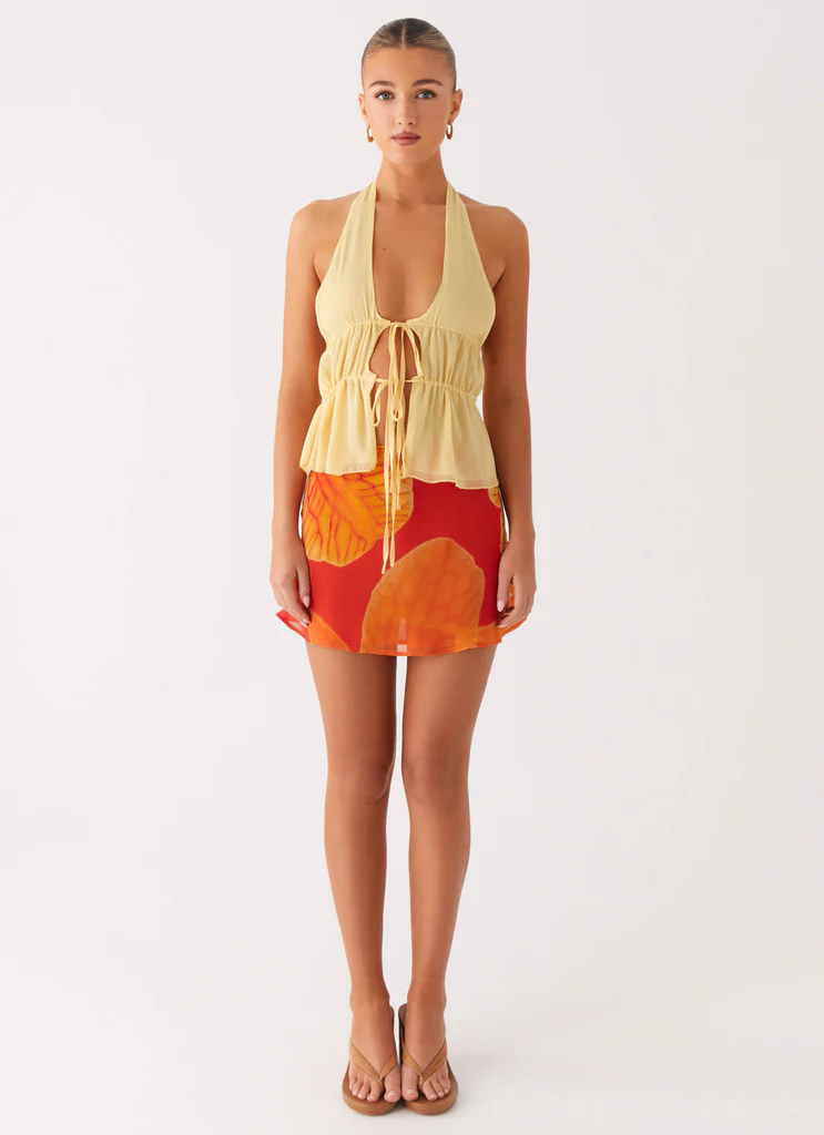 Mini jupe Breezy Palms - Orange serein