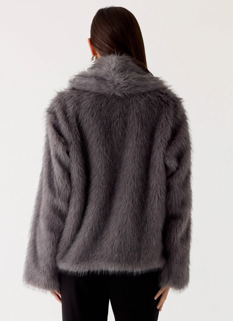 Manteau en fourrure synthétique Katiana - Gris