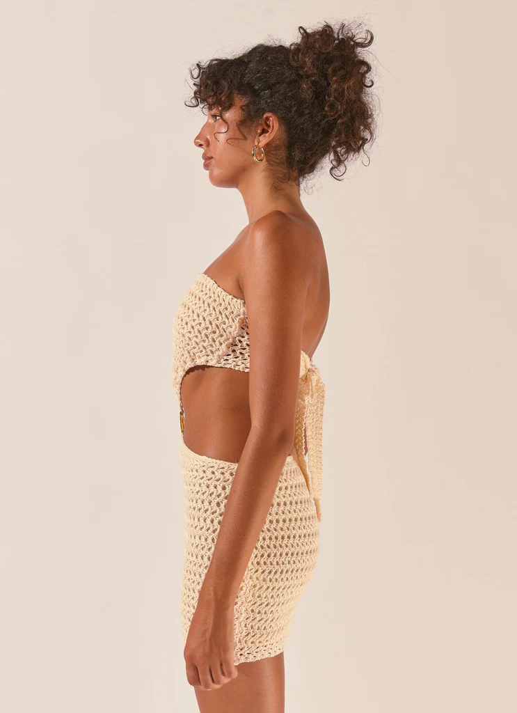 Robe mini à dentelle Balmy Nights - Coquillage