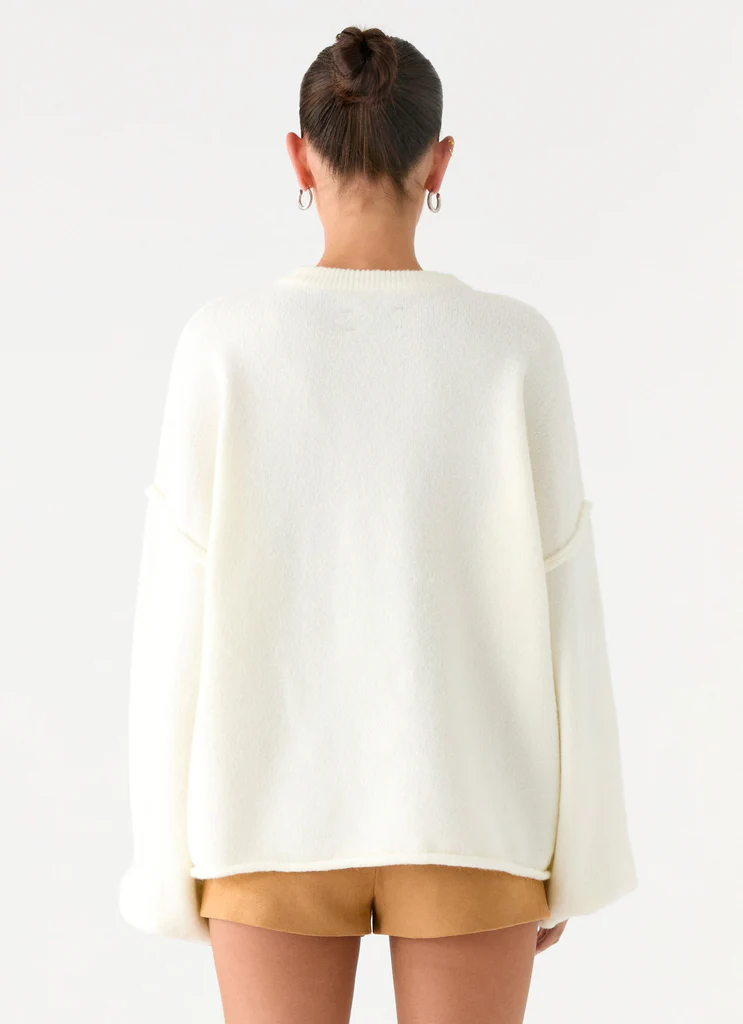 Pull Oversized Jacquard Jack - Crème
