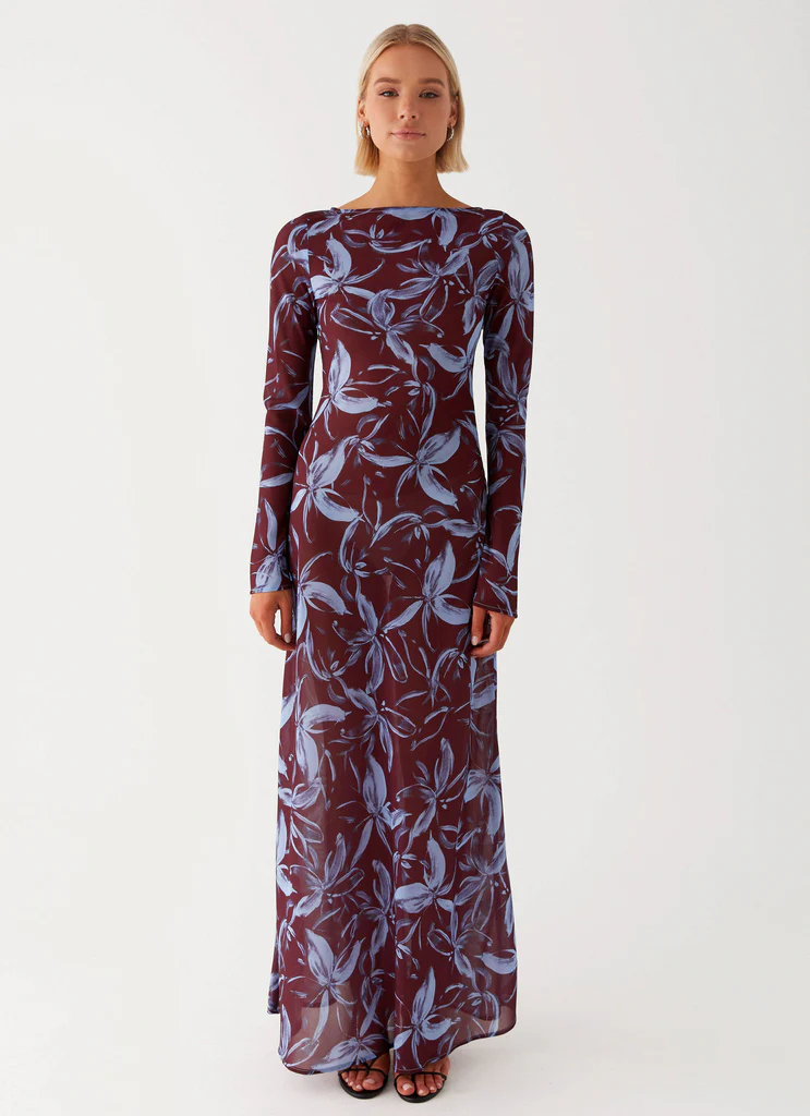 Robe Maxi Lorde - Fleurs Brun Pourpre