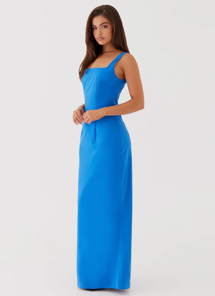 Robe maxi à décolleté carré Sonya - Cobalt