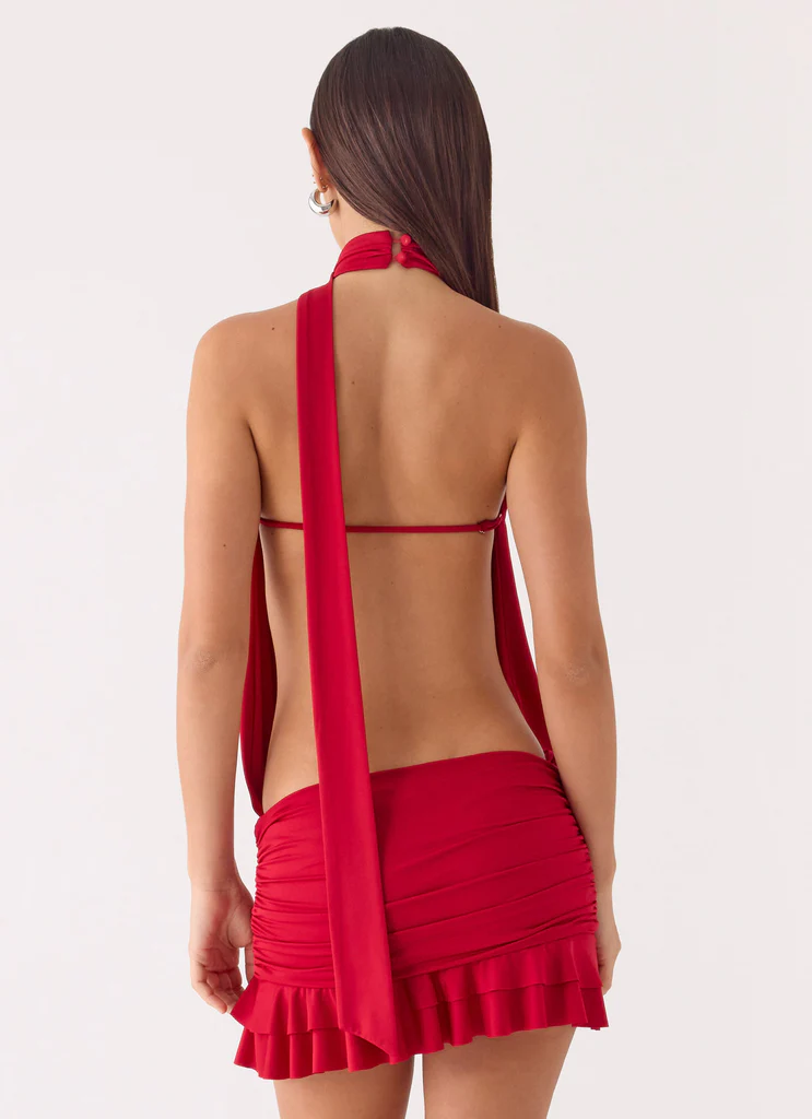 Robe Mini Dos Nu Yelena – Rouge Profond Robe Mini Dos Nu Yelena - Rouge Profond