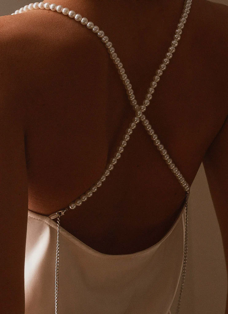 Ici on y va Robe Mini Satin - Perle