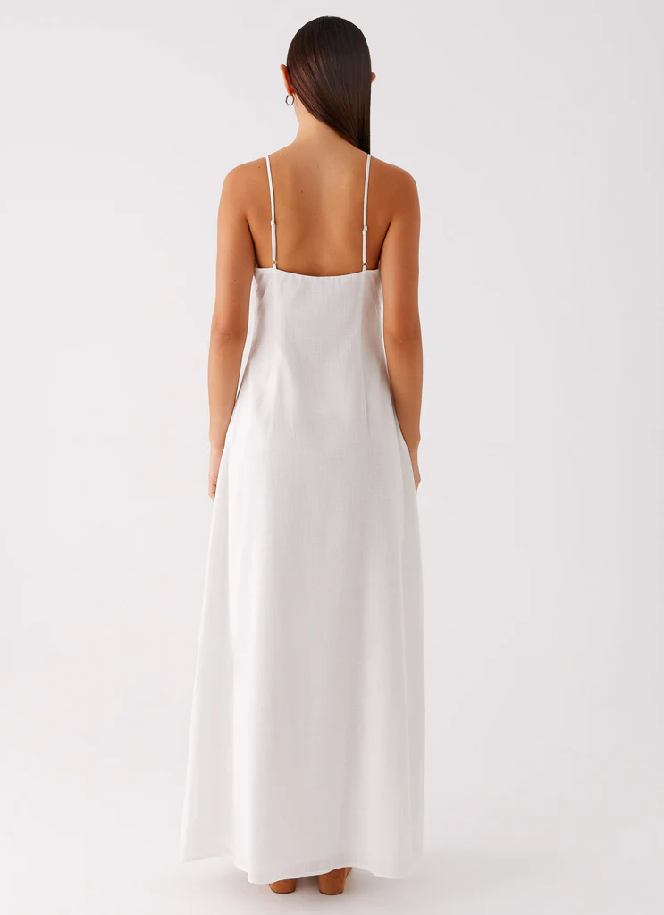Robe Maxi à Col en V Madeleine - Blanc cassé
