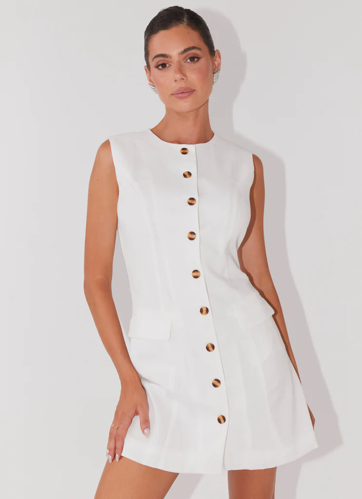 Robe Mini en Lin Castello Fiore - Blanc