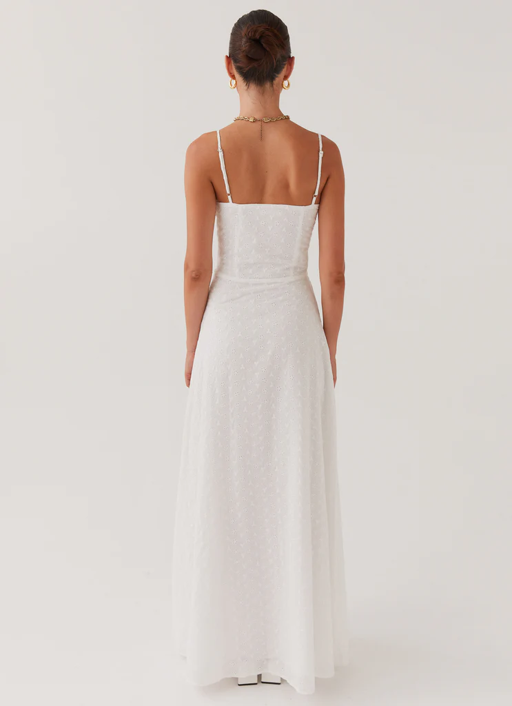 Robe maxi Elsie Broderie - Blanc