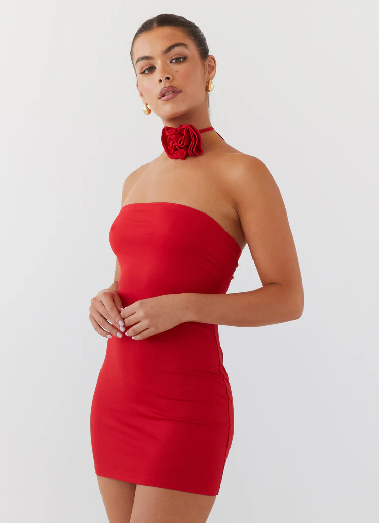 Robe Mini Ruby Glamour Rose - Rouge Rouge