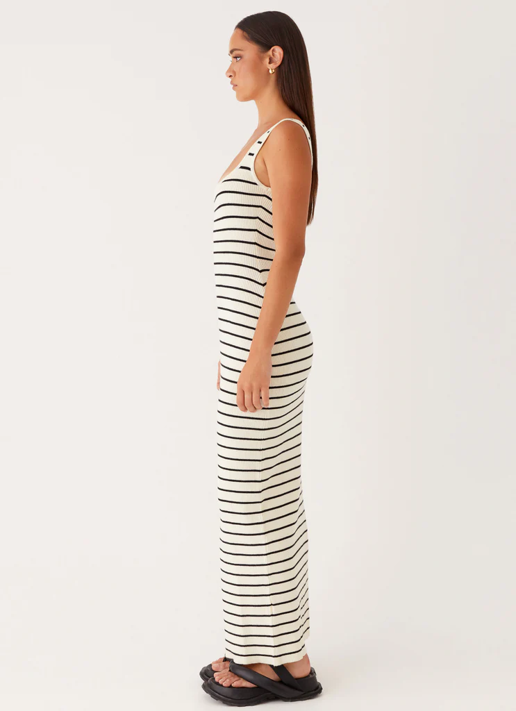 Robe Maxi à Rayures Lianna - Rayures ivoire noires