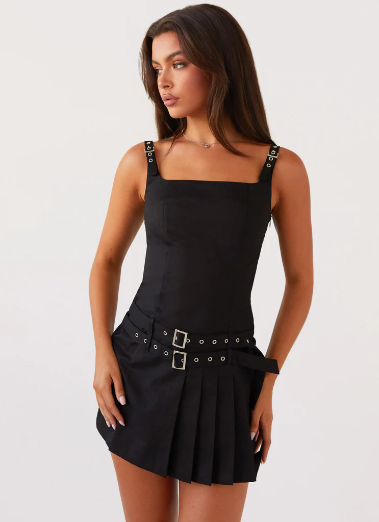 Robe Mini Lynette à Boucle - Noir