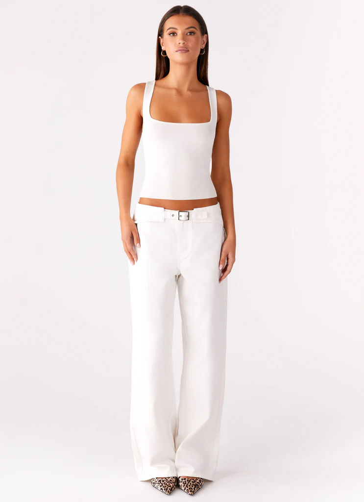 Jean Denim Texas à Taille Basse - Blanc