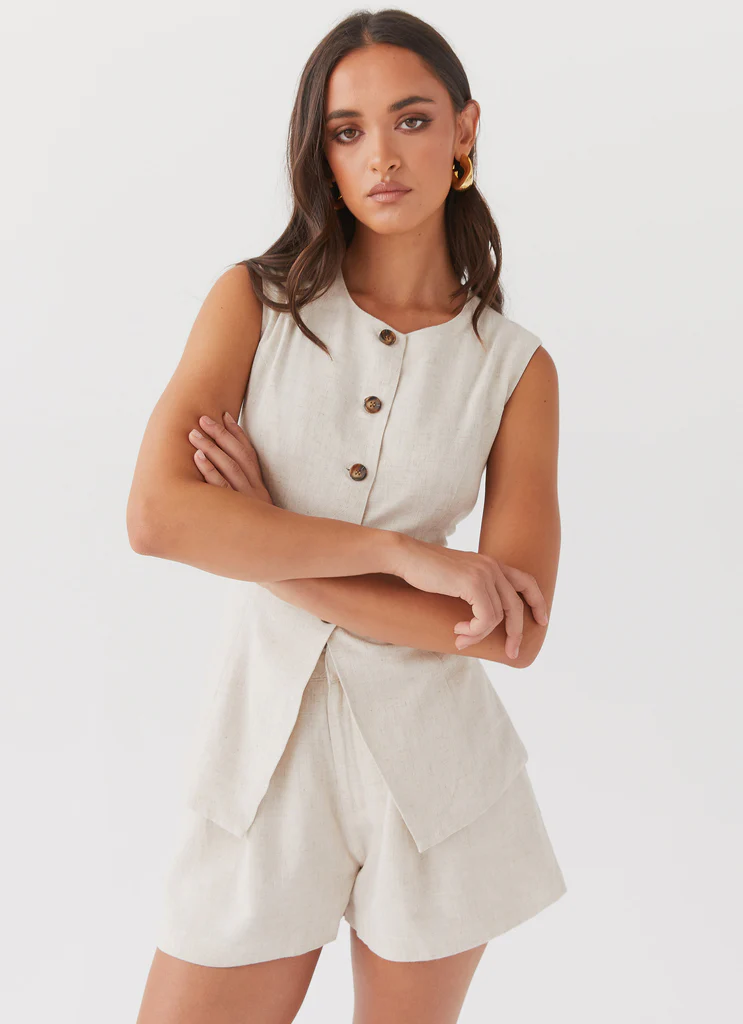 Shorts en lin Born For Bordeaux - Oatmeal