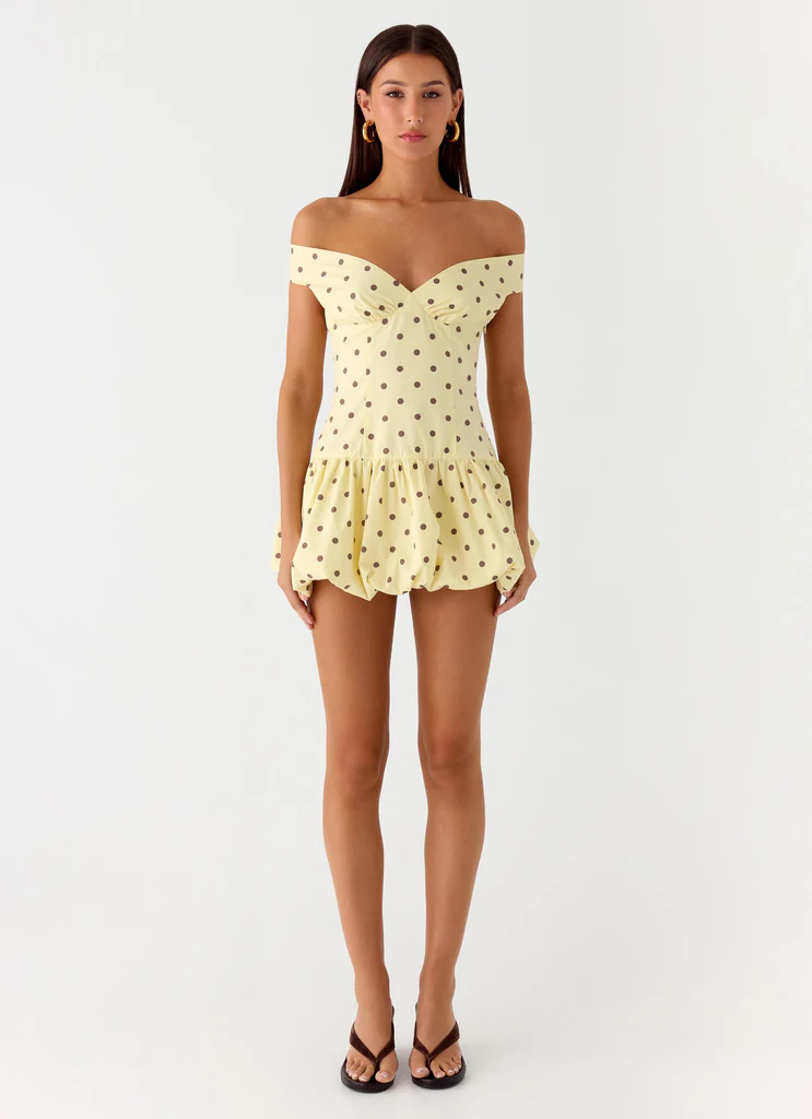 Robe Mini Épaulette Sans Manches Endless Romance - Jaune à Carreaux