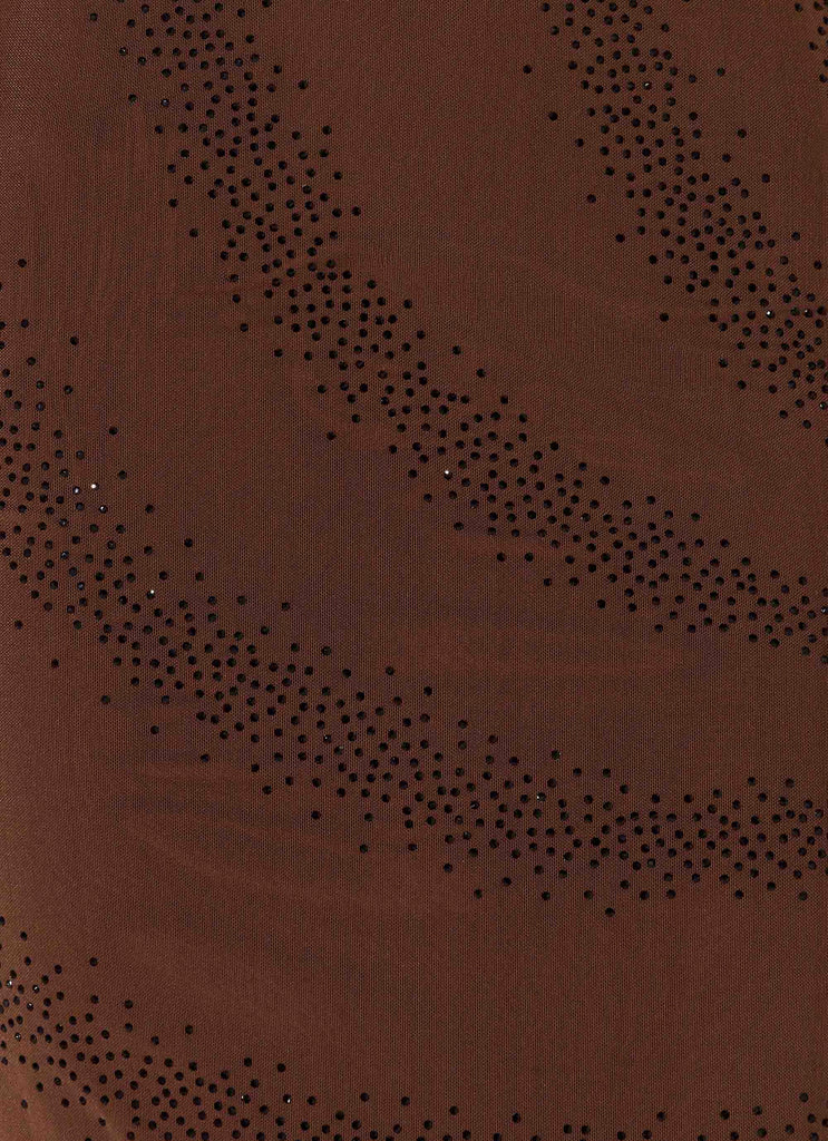 Robe maxi à mailles perlées Belisse - Chocolat