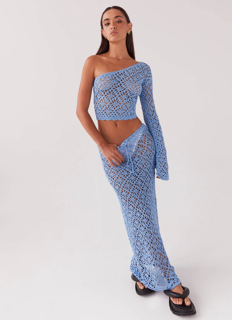 Jupe maxi à crochet Merliah - Bleu