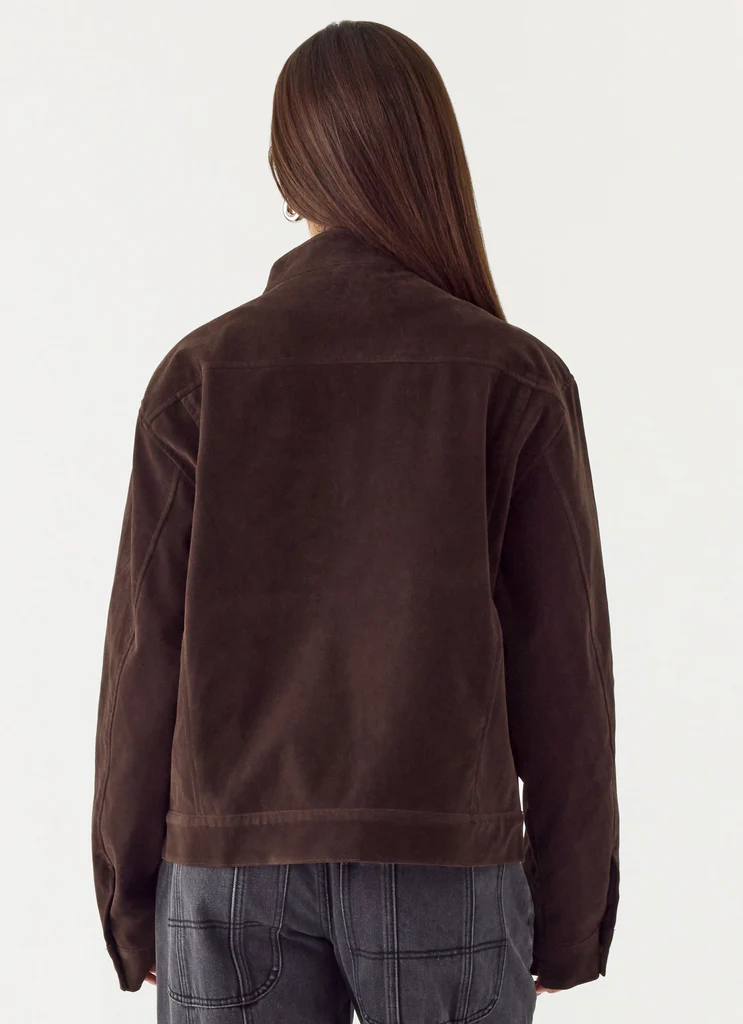 Veste de motard en simili cuir Jeremy Faux - Chocolat foncé