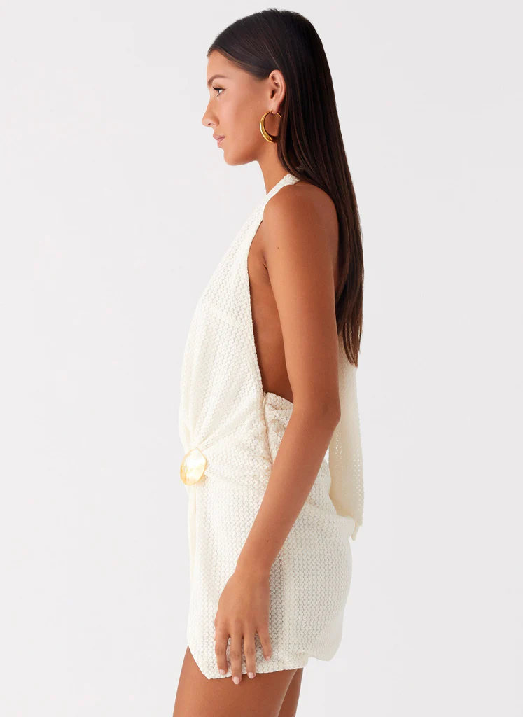Robe Mini à Découpe Profonde Eleanora - Ivoire