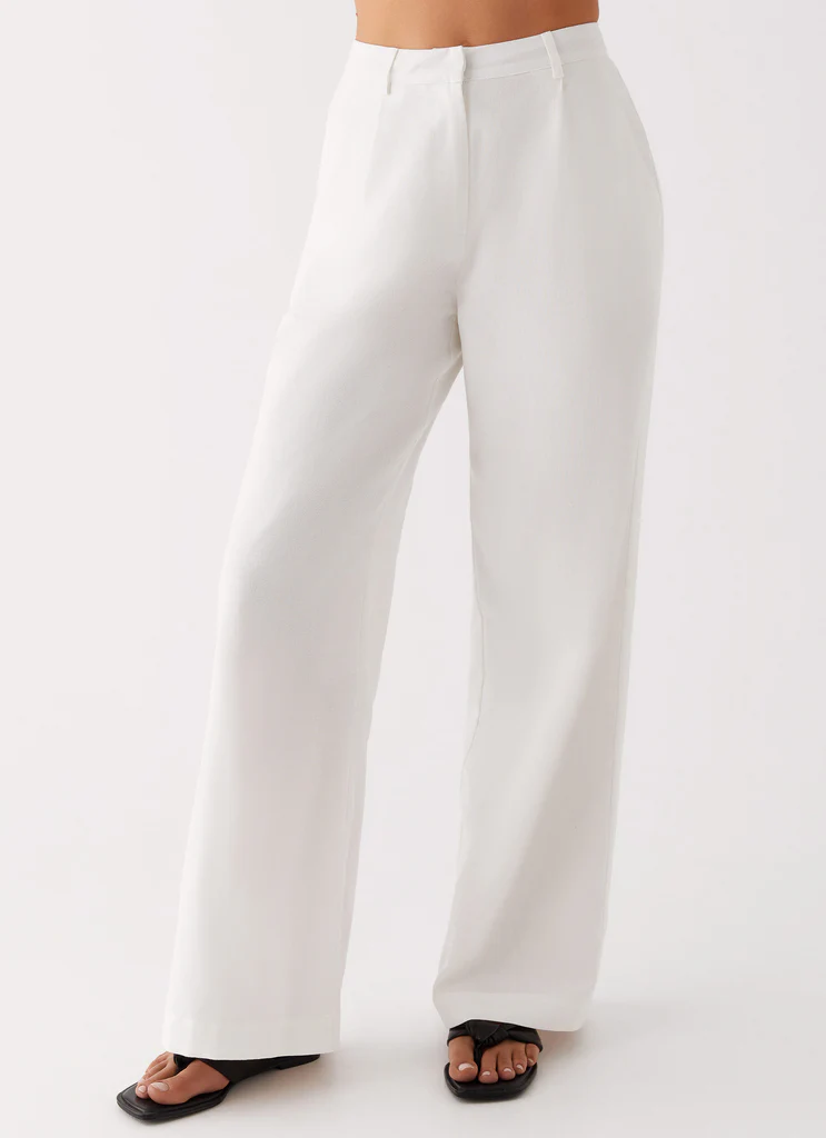 Pantalons à Jambes Large en Lin Heatwave - Blanc