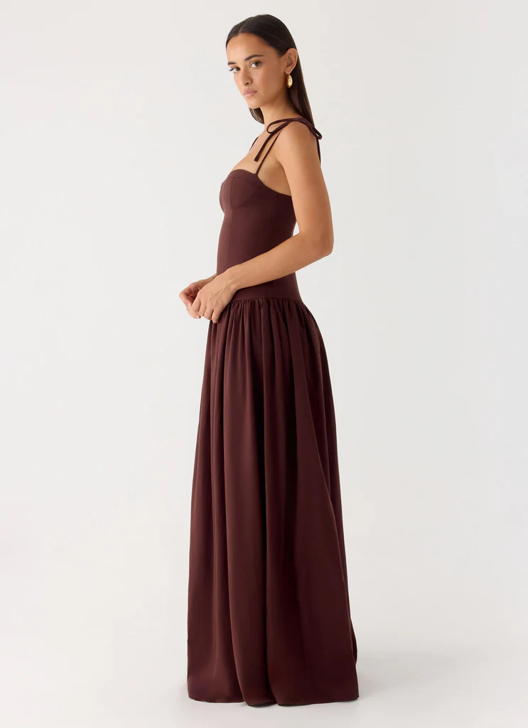 Robe maxi en lin Giovanna - Chocolat Drizzle