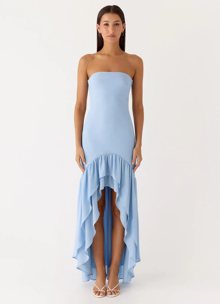 Robe maxi en mousseline Evander - Bleu