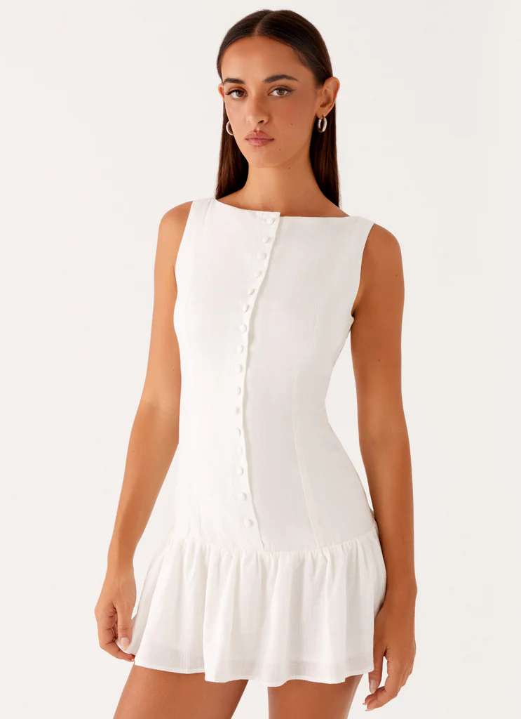 Robe Mini en Lin Meggie - Blanc