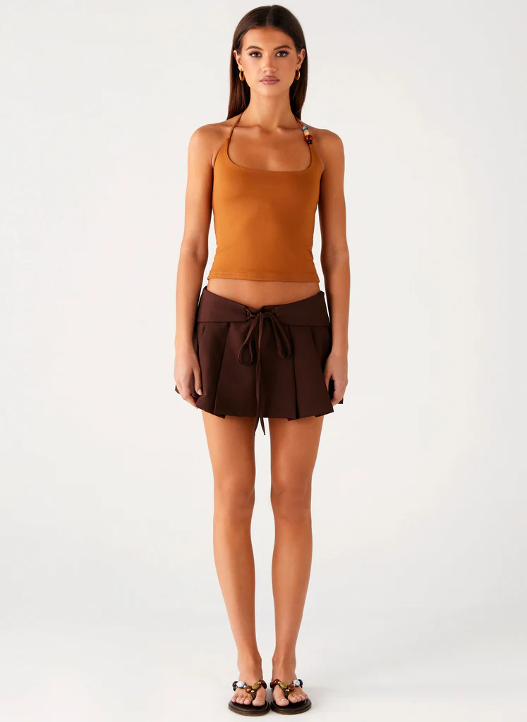 Mini-jupe plissée Dalia Dusk - Chocolat