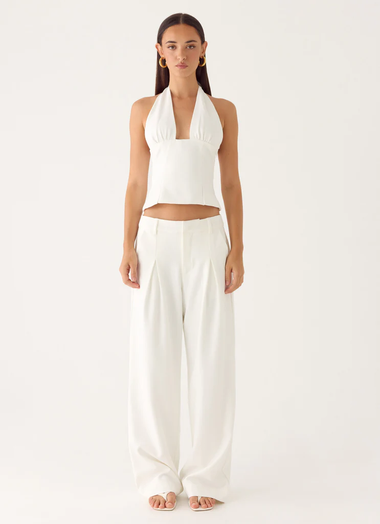 Pantalon Sora à taille basse - Blanc