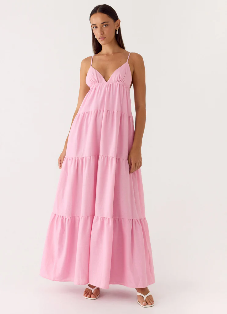 Robe maxi en lin Lotty - Rose