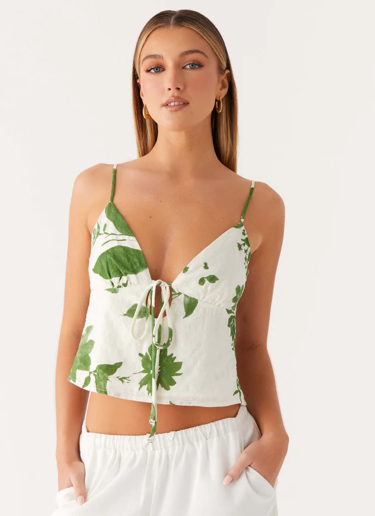 Haut de bikini en coton Faela - Verdant Bloom