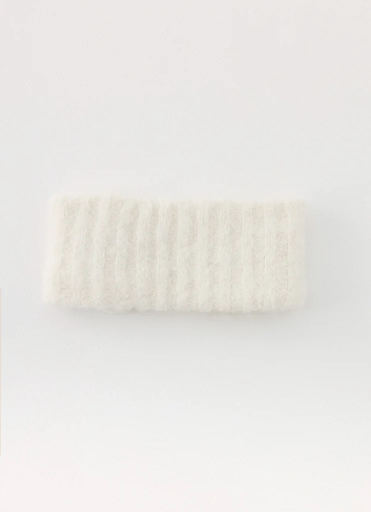 Bandeau tricoté Snow Ball - Crème