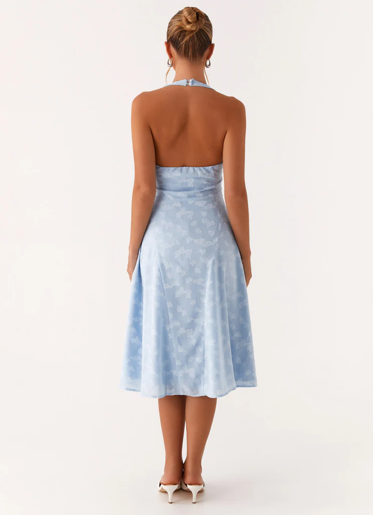 Robe Midi à Bretelle Halter Sashi - Bleu Pâle