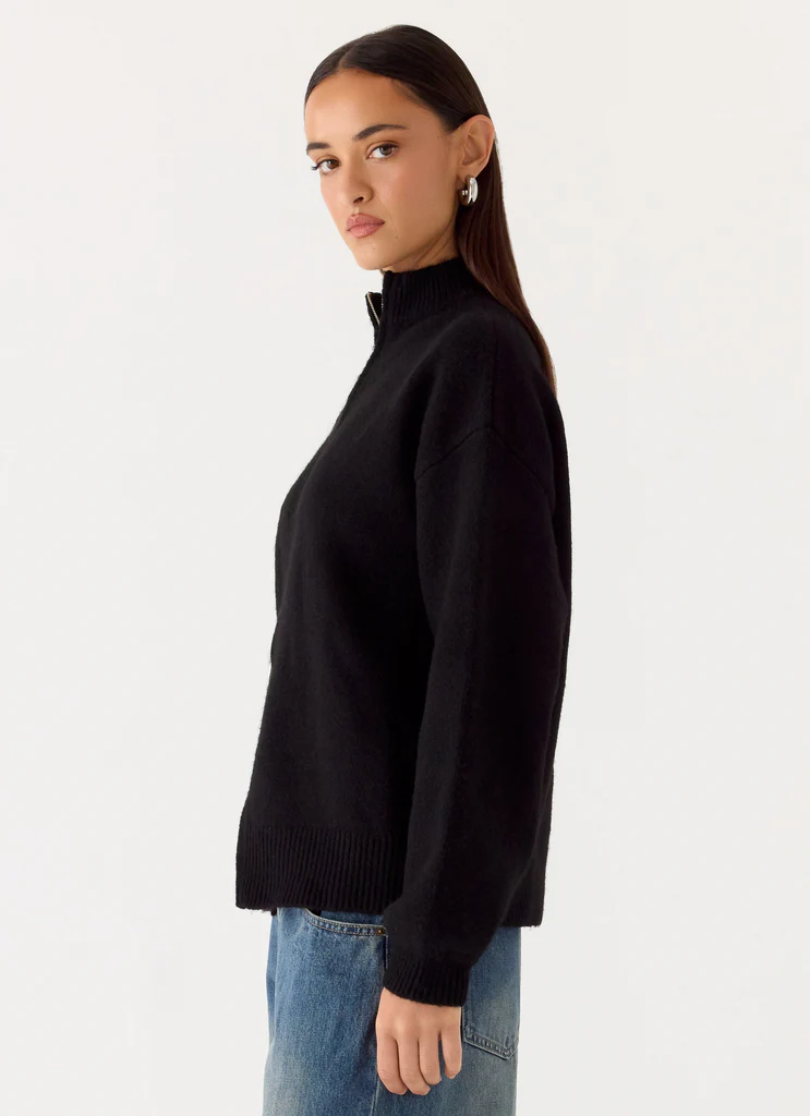 Veste en tricot à fermeture Éclair Davy - Noir