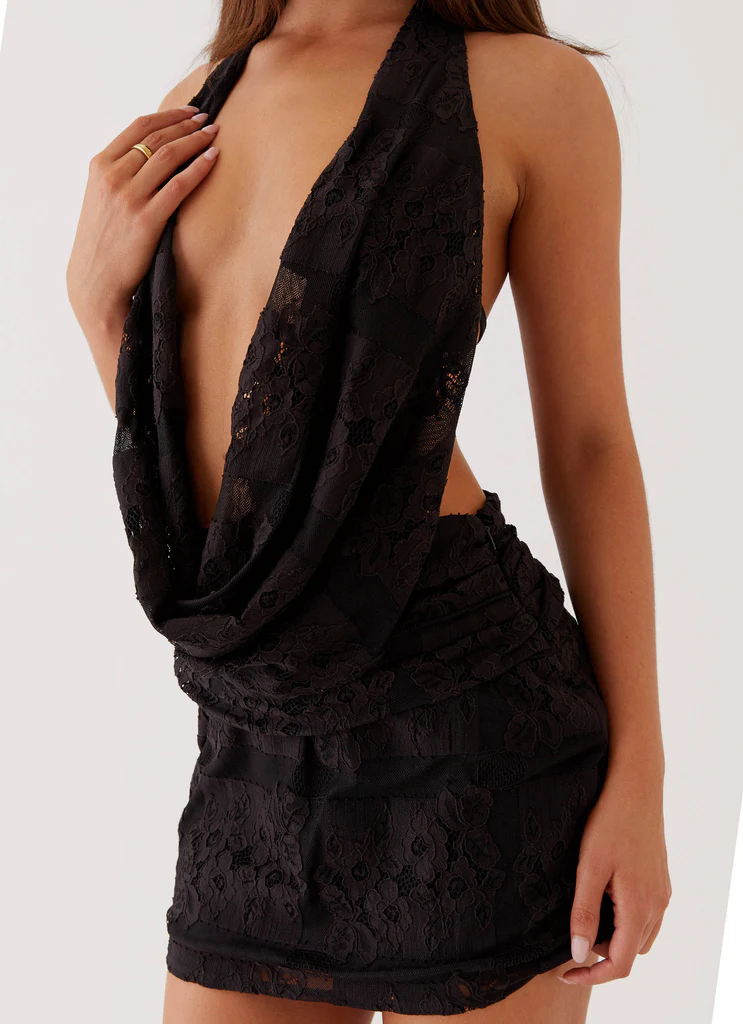 Robe Mini en Dentelle Elysia - Noir