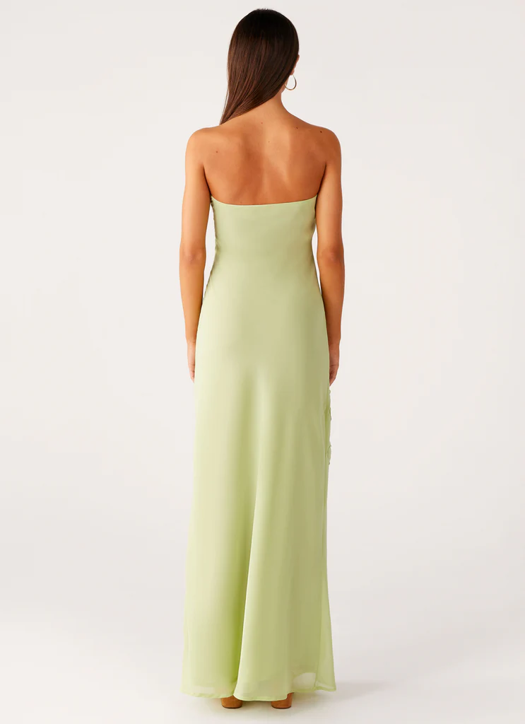 Robe maxi sans bretelles à fleurs perlées Sassafras - Lime