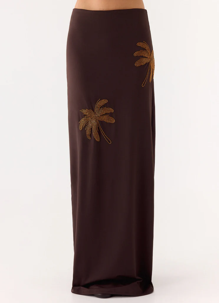 Jupe maxi à strass Brienne - Chocolat