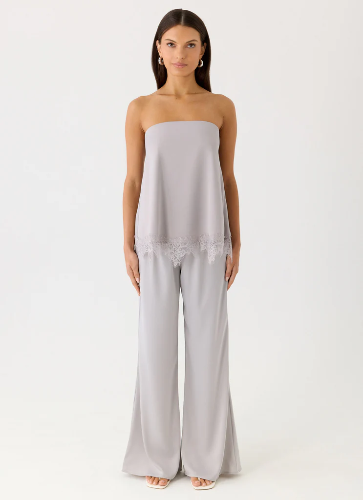 Pantalons Sorena à taille basse évasés - Bleu Moutarde