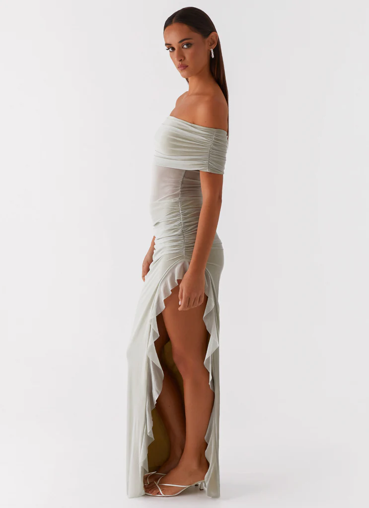 Robe maxi épaulette Nelly - Pistache