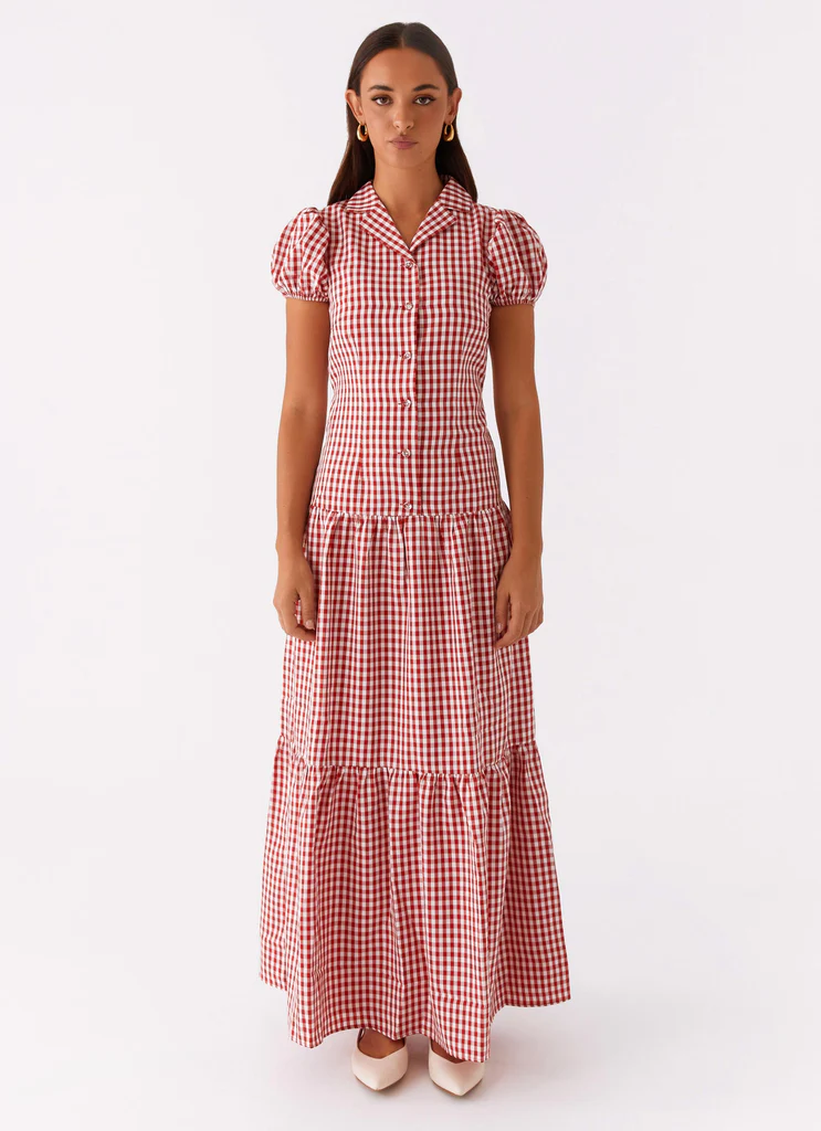 Robe Maxi Verity - Carreaux rouges