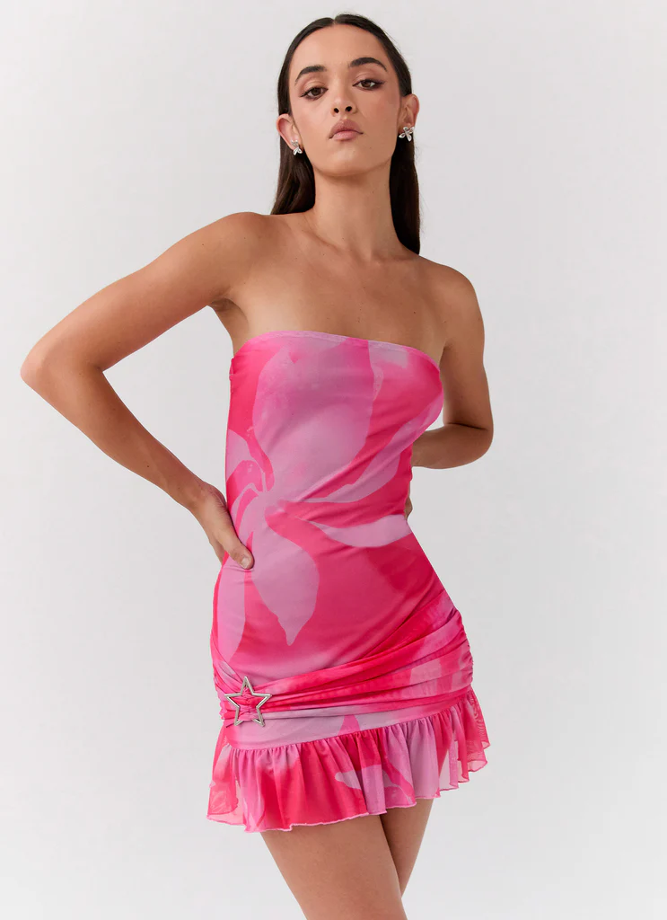 Robe Mini en Maille Besa - Rose Néon