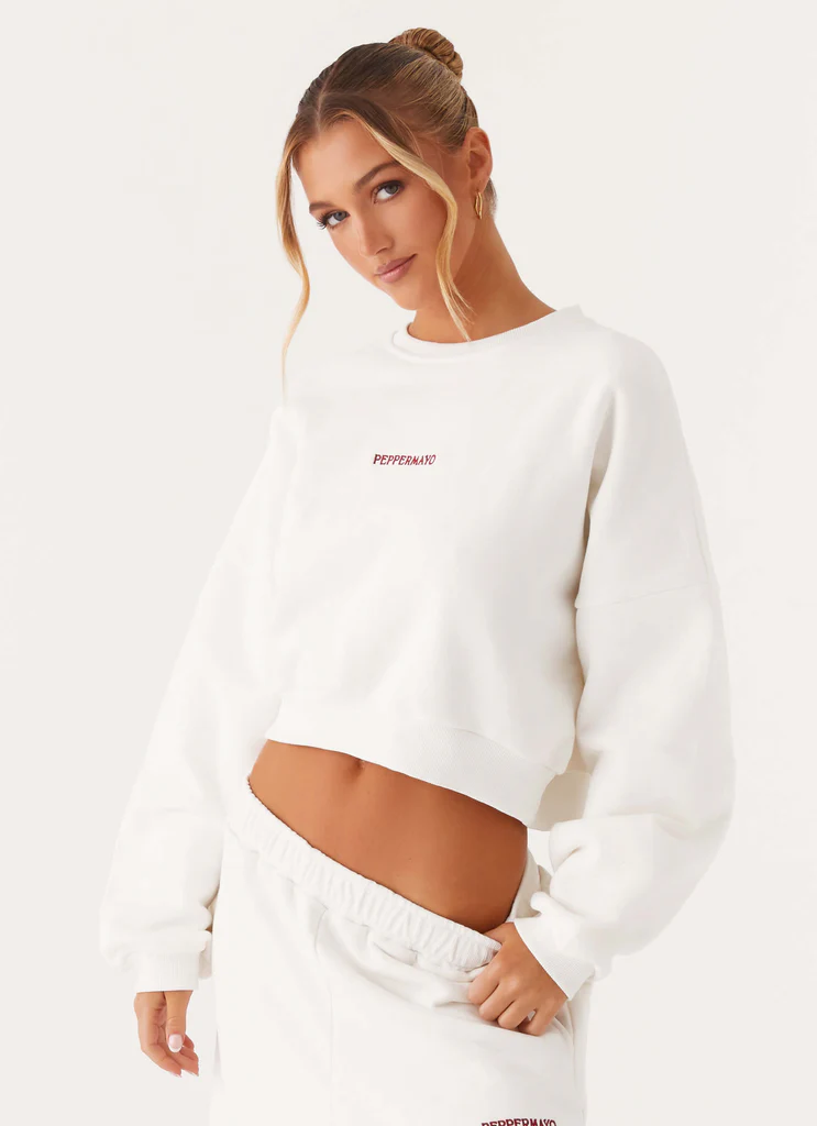 Sweat-shirt cropped Signature - Ivoire
