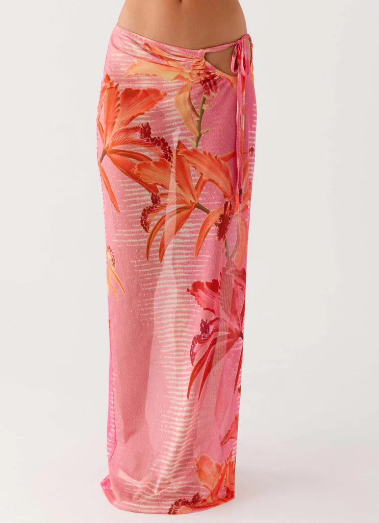 Jupe Maxi Jovani - Imprimé Rose Tropical
