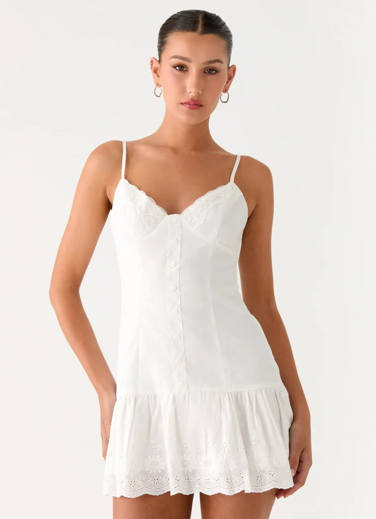 Robe Mini Brodée Sync Love - Blanc