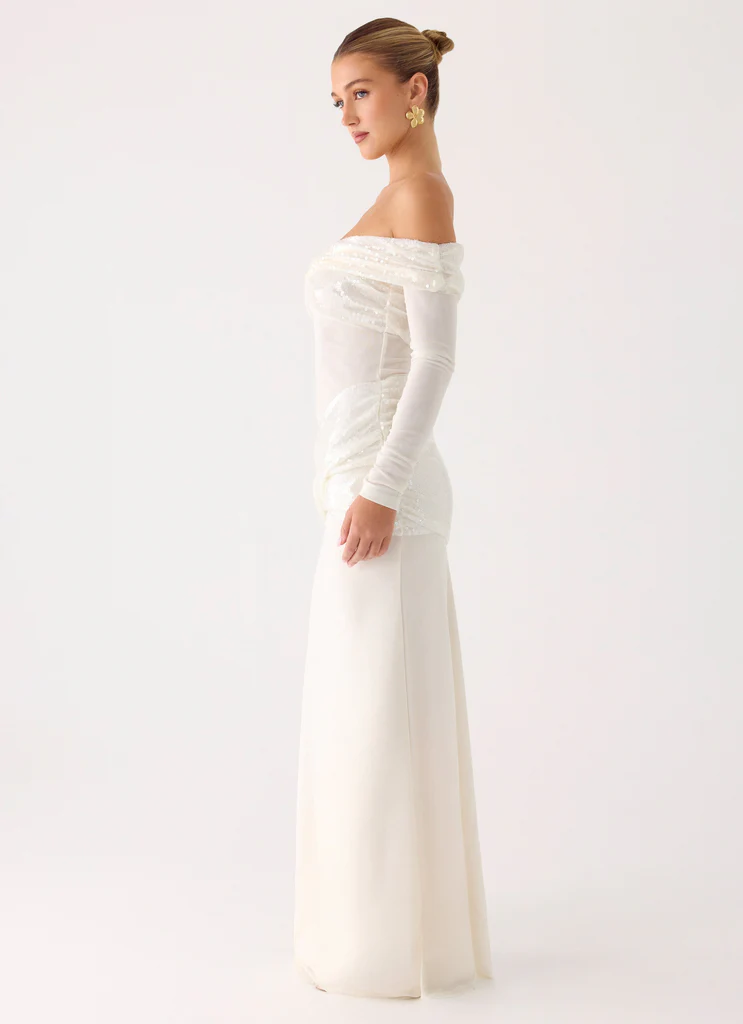 Robe maxi Strass Over To You - Blanc