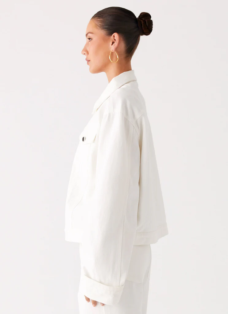 Veste en denim oversize Back Again - Blanc
