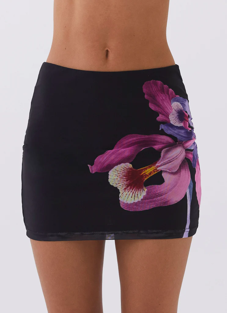 Mini-jupe en maille Sunset Bliss - Floral Cosmo